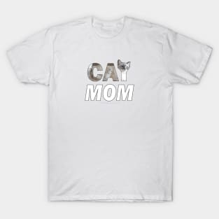 CAT MOM - siamese long hair oil painting word art T-Shirt